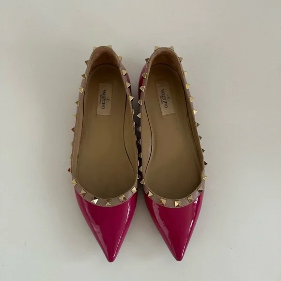 Valentino Black Rockstud Flats 40 (9) - Picture 2 of 7